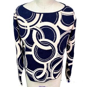 Boxy Cropped Boatneck Sweater Maeve for Anthropologie Black/White Graphic Small